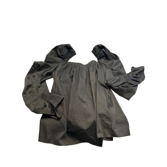 Kate Spade NWT Black Poplin Square Neck Long Puff Gathered Sleeve women sz 4 - Picture 2 of 8